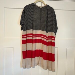 Striped Black and Red Short Sleeved Cardigan